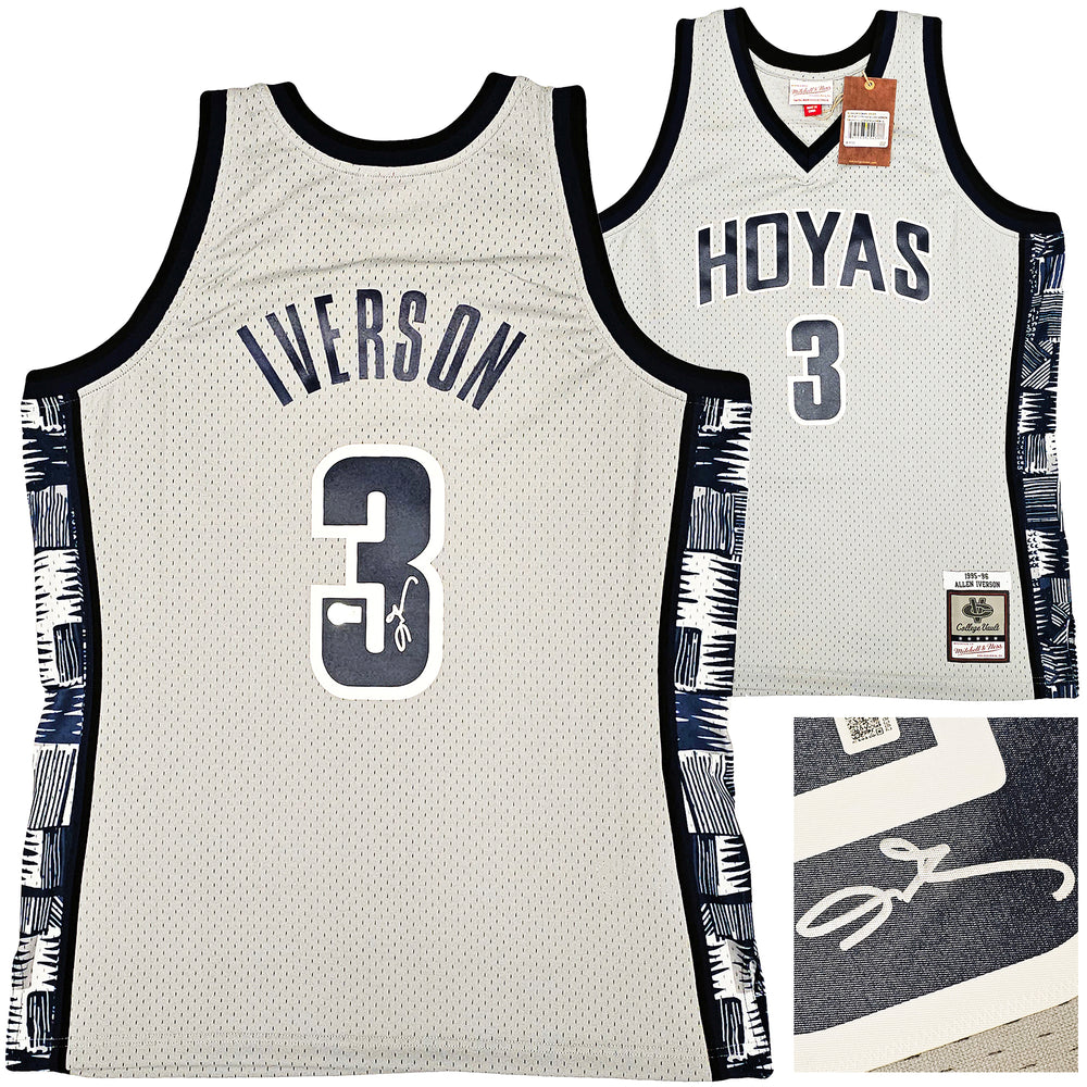 Georgetown Hoyas Allen Iverson Autographed Grey Authentic Mitchell