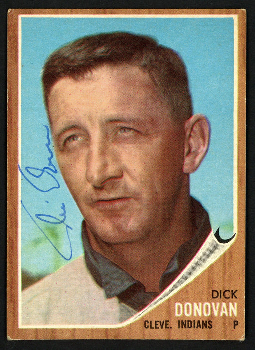 Dick Donovan Autographed 1962 Topps Card #15 Cleveland Indians SKU #149914 - RSA