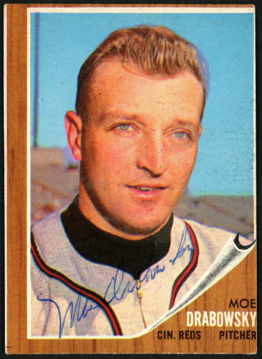 Moe Drabowsky Autographed 1962 Topps Card #331 Cincinnati Reds SKU #149696 - RSA