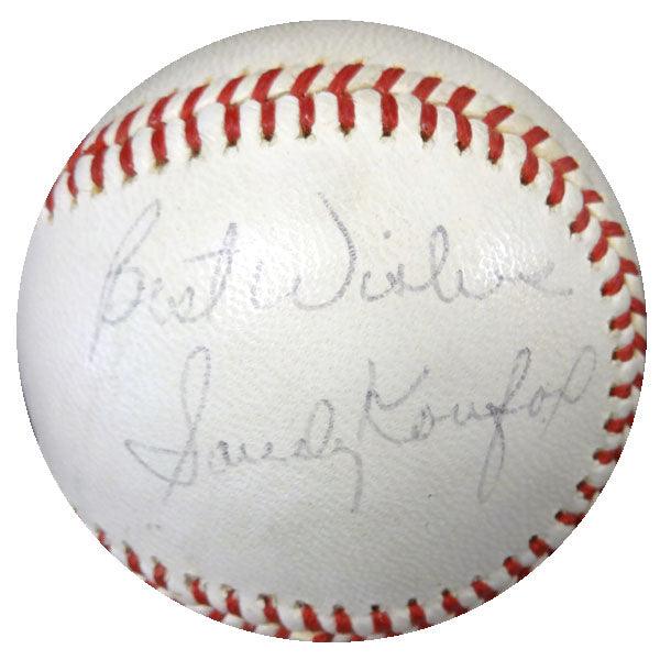 Sandy Koufax Autographed NL Baseball Los Angeles Dodgers "Best Wishes" Vintage Playing Days Signature PSA/DNA #V02561 - RSA