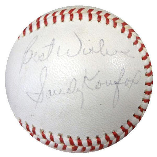 Sandy Koufax Autographed NL Baseball Los Angeles Dodgers "Best Wishes" Vintage Playing Days Signature PSA/DNA #V02561 - RSA