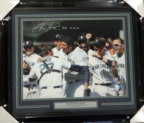 Felix Hernandez Autographed Framed 16x20 Photo Seattle Mariners "P.G. 8-15-12" Perfect Game PSA/DNA Stock #94161 - RSA