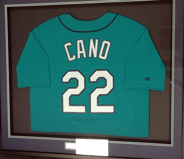 Seattle Mariners Robinson Cano Autographed Framed Teal Majestic Jersey PSA/DNA ITP Stock #94213 - RSA