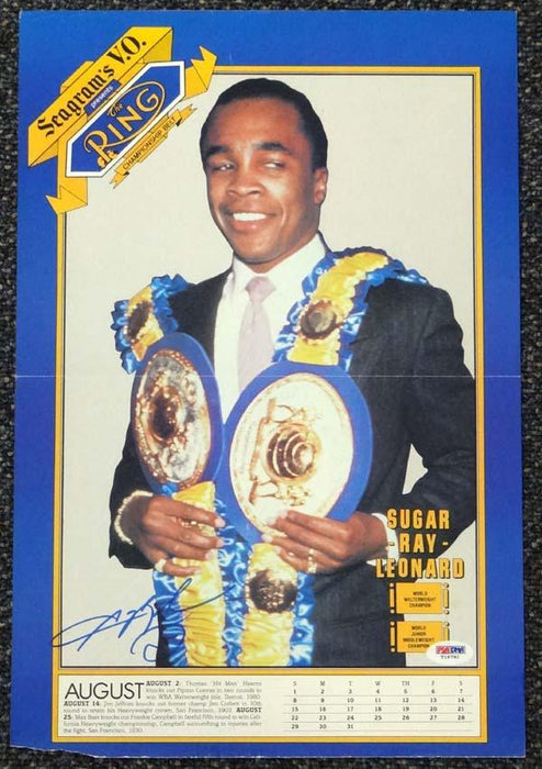 Sugar Ray Leonard Autographed 11x16 Magazine Poster Photo PSA/DNA #T19792 - RSA