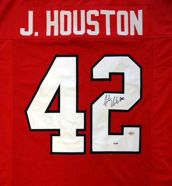 Georgia Bulldogs Justin Houston Autographed Red Jersey PSA/DNA Stock #81760 - RSA