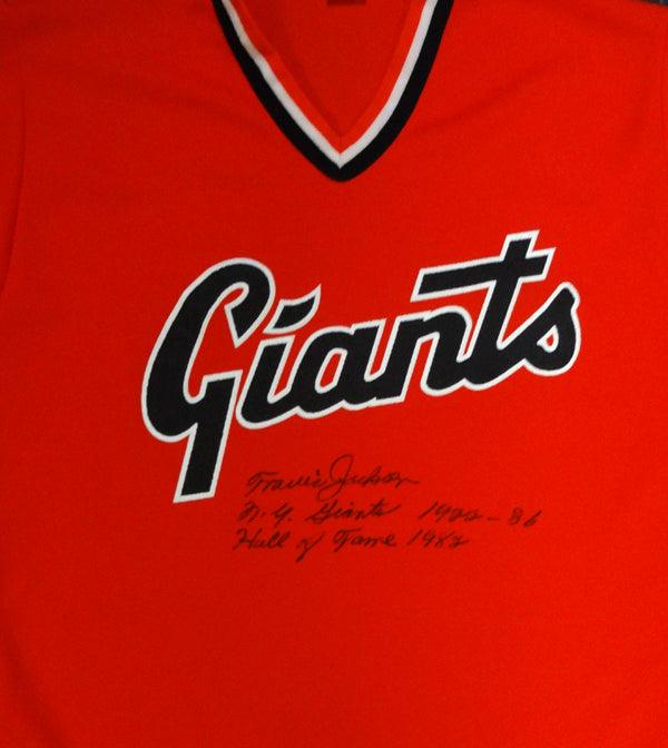New York Giants Travis Jackson Autographed Red Jersey "NY Giants 1922-36, Hall Of Fame 1982" PSA/DNA #W07958 - RSA