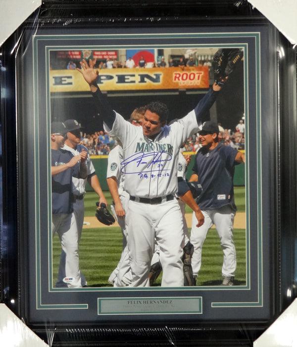 Felix Hernandez Autographed Framed 16x20 Photo Seattle Mariners "P.G. 8-15-12" Perfect Game PSA/DNA Stock #98089 - RSA