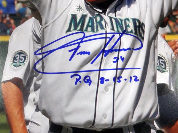 Felix Hernandez Autographed Framed 16x20 Photo Seattle Mariners "P.G. 8-15-12" Perfect Game PSA/DNA Stock #98089 - RSA