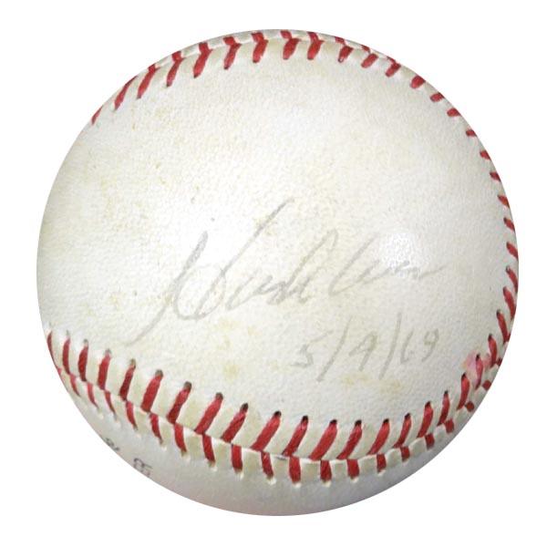 Hank Aaron Autographed Baseball Atlanta Braves "5/9/69" Vintage Signature PSA/DNA #W05049 - RSA