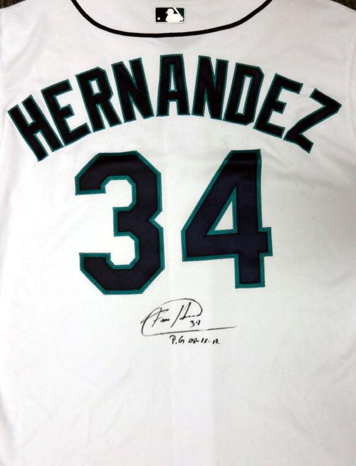 Seattle Mariners Felix Hernandez Autographed White Authentic Majestic Jersey "PG 8-15-12" Size 48 PSA/DNA Stock #53205 - RSA