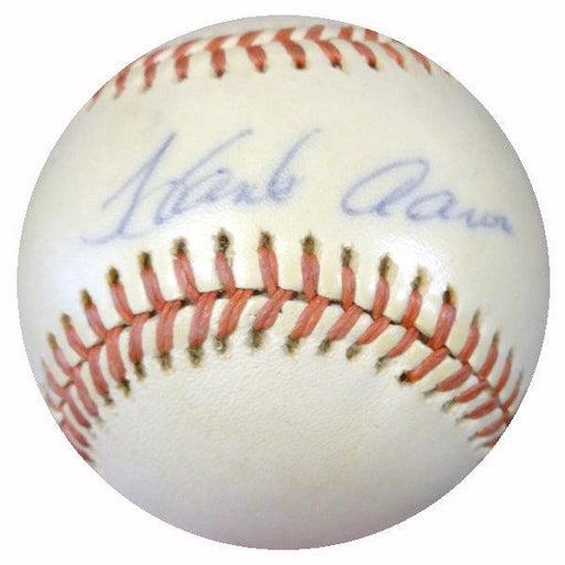 Hank Aaron Autographed Official NL Feeney Baseball Atlanta Braves Vintage Playing Days Signature PSA/DNA #Z32807 - RSA