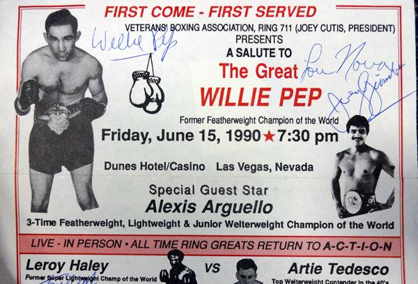 Boxing Greats Autographed 9x16 Program With 9 Total Signatures Including Willie Pep, Gene Fullmer & Joey Maxim PSA/DNA #S50834 - RSA