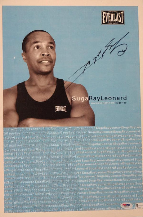 Sugar Ray Leonard Autographed 12x18 Everlast Poster Photo PSA/DNA #Z83235 - RSA