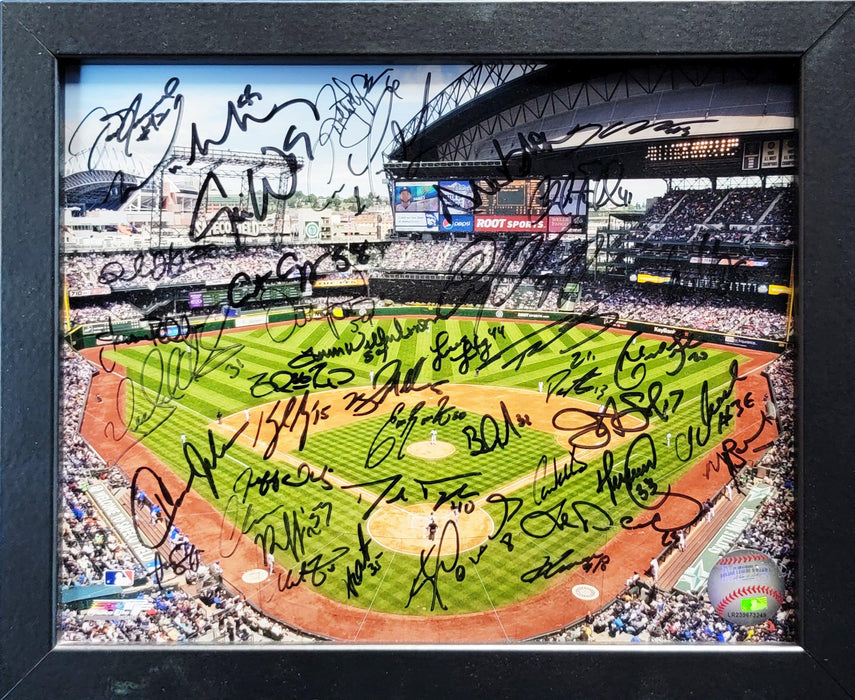 2013 Seattle Mariners Team Autographed Framed 9x11 Photo Board With 41 Signatures Including Kyle Seager SKU #207198 - RSA