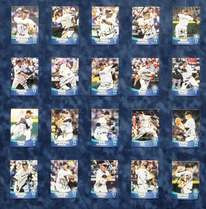 2007 Seattle Mariners Team Autographed 23x36 Framed Card Collage With 26 Signatures Including Ichiro Suzuki & Felix Hernandez SKU #207208 - RSA