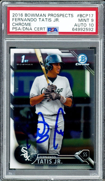 Fernando Tatis Jr. Autographed 2016 Bowman Chrome Rookie Card #BCP17 San Diego Padres PSA 9 Auto Grade Gem Mint 10 PSA/DNA #64992592 - RSA
