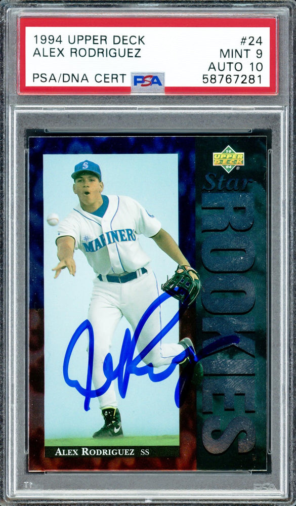 Alex Rodriguez Autographed 1994 Upper Deck Rookie Card #24 Seattle Mariners PSA 9 Auto Grade Gem Mint 10 Highest Graded PSA/DNA #58767281 - RSA