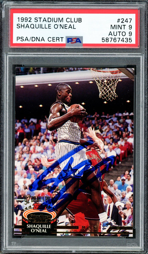 Shaquille "Shaq" O'Neal Autographed 1992 Stadium Rookie Card #247 Orlando Magic PSA 9 Auto Grade Mint 9 PSA/DNA #58767435 - RSA