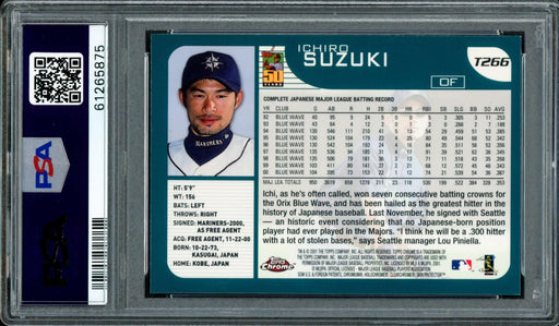 Ichiro Suzuki Autographed 2001 Topps Chrome Traded Rookie Card #T266 Seattle Mariners PSA 8 Auto Grade Gem Mint 10 PSA/DNA #61265875 - RSA
