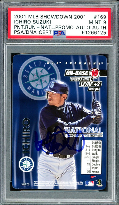 Ichiro Suzuki Autographed 2001 MLB Showdown National Promo Rookie Card #169 Seattle Mariners PSA 9 PSA/DNA Stock #207393 - RSA