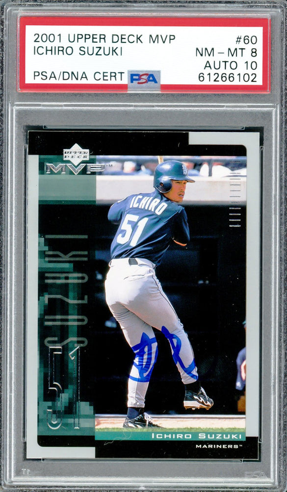 Ichiro Suzuki Autographed 2001 Upper Deck MVP Rookie Card #60 Seattle Mariners PSA 8 Auto Grade Gem Mint 10 PSA/DNA #61266102 - RSA