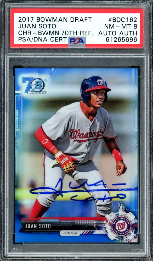 Juan Soto Autographed 2017 Bowman Draft Chrome 70th Refractor Rookie Card #BDC162 Washington Nationals PSA 8 (Bubbling) #175/200 PSA/DNA #61265696 - RSA