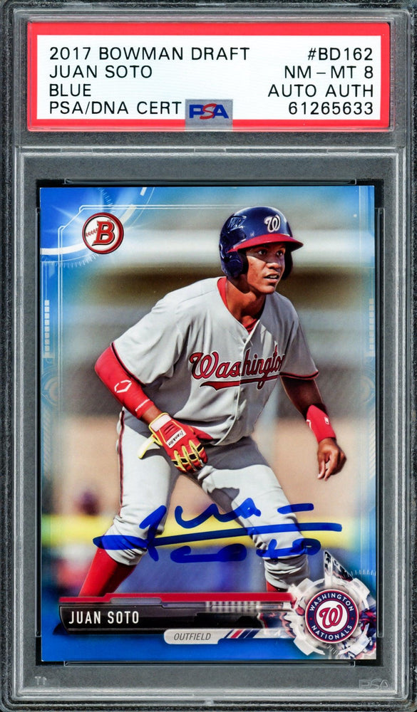 Juan Soto Autographed 2017 Bowman Draft Blue Rookie Card #BDC162 Washington Nationals PSA 8 #25/150 PSA/DNA #61265633 - RSA