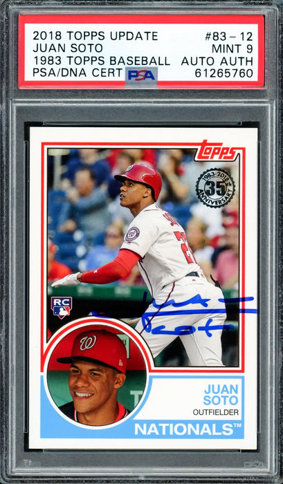 Juan Soto Autographed 2018 Topps Update 1983 Rookie Card #83-12 Washington Nationals PSA 9 PSA/DNA #61265760 - RSA
