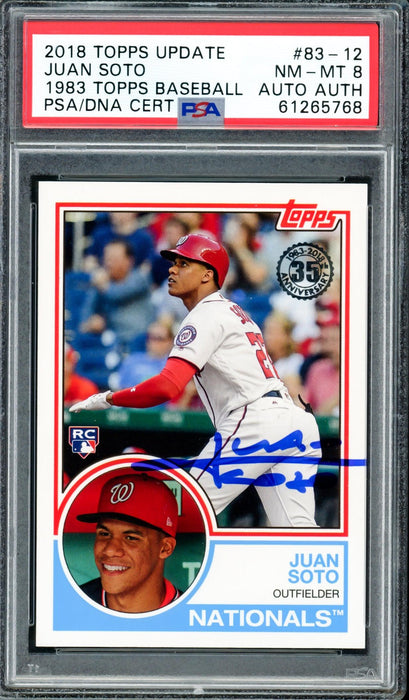 Juan Soto Autographed 2018 Topps Update 1983 Rookie Card #83-12 Washington Nationals PSA 8 PSA/DNA #61265768 - RSA
