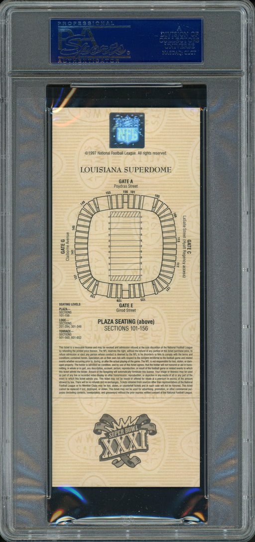 Desmond Howard Autographed Super Bowl XXXI 31 Ticket Green Bay Packers PSA 8 "SB XXXI MVP" Gold Variation PSA/DNA #20009947 - RSA