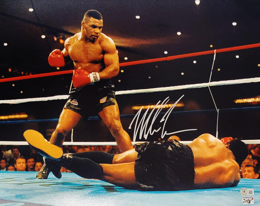 Mike Tyson Autographed 16x20 Photo Standing Over Beckett BAS Stock #206976 - RSA