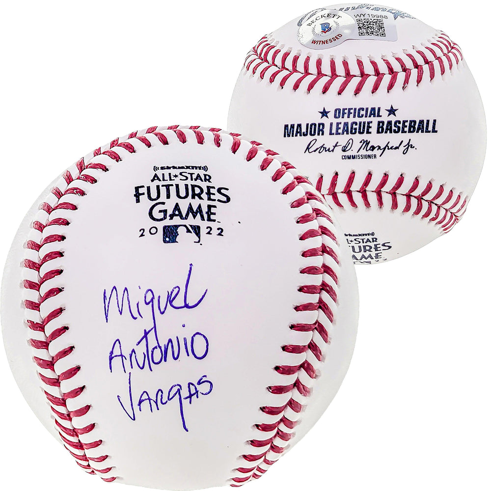 Miguel Vargas Autographed Official 2022 All Star Futures MLB Game Baseball Los Angeles Dodgers Full Name Beckett BAS Witness Stock #207565 - RSA