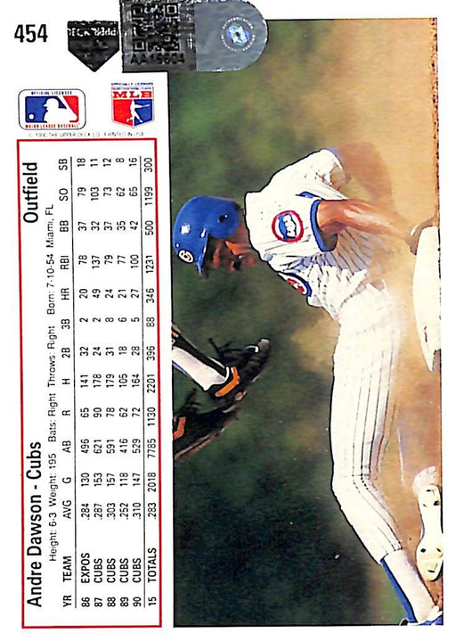 Andre Dawson Signed 1991 Upper Deck #454 Baseball Card (AIV) - RSA