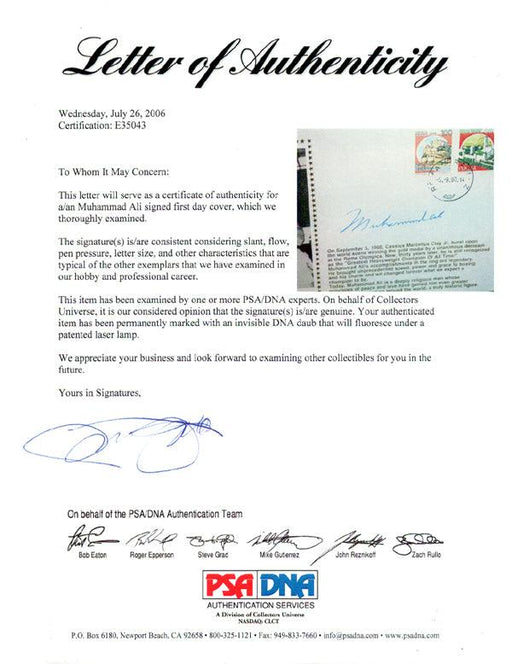 Muhammad Ali Autographed First Day Cover Vintage PSA/DNA #E35043 - RSA