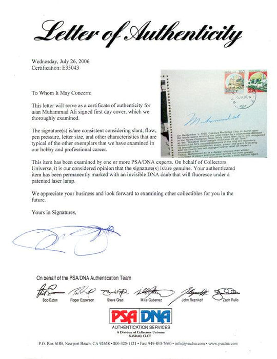 Muhammad Ali Autographed First Day Cover Vintage PSA/DNA #E35043 - RSA