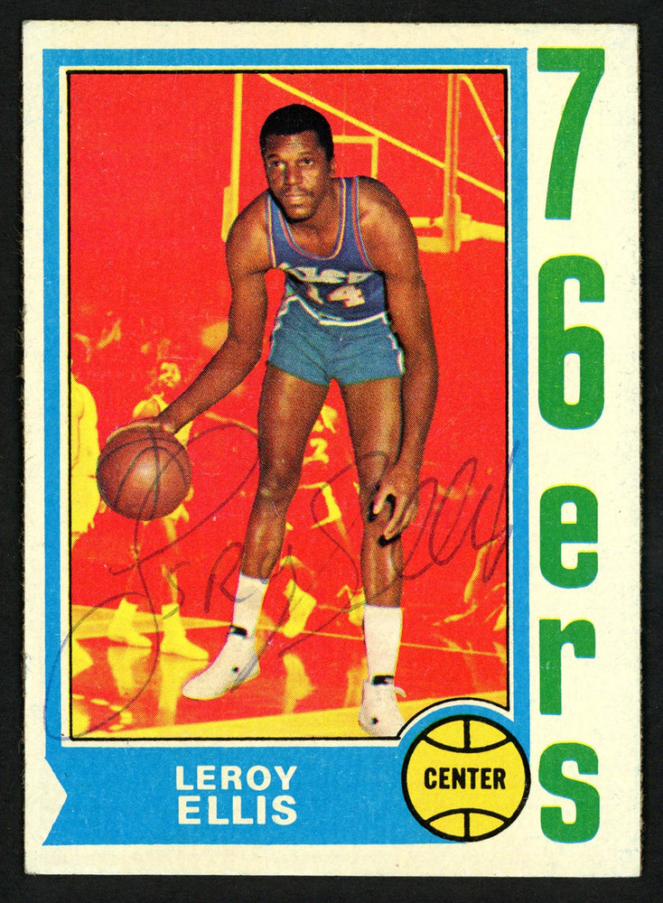 LeRoy Ellis Autographed 1974-75 Topps Card #111 Philadelphia 76ers SKU #150047 - RSA