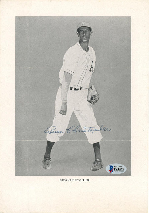 Russ Christopher Autographed 7x10 Photo A's, Indians Beckett BAS #F21280 - RSA