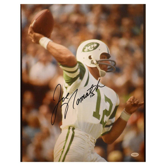 joe namath signed 16x20 white jersey jsa f41119 certificate of authenticity