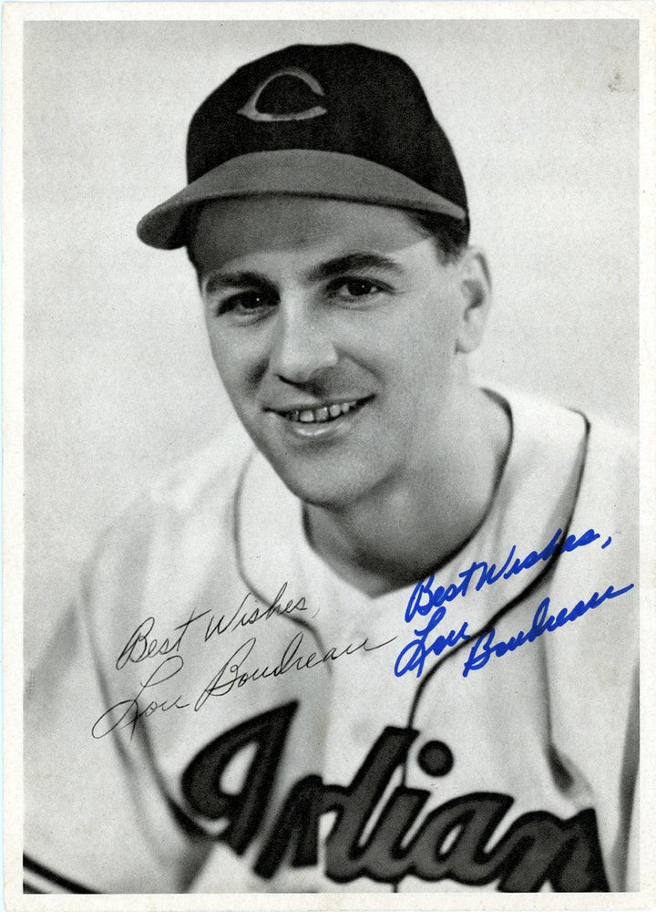 Lou Boudreau Autographed 6.5x9 Photo Picture Pack 1948 Cleveland Indians "Best Wishes" Beckett BAS #F98270 - RSA