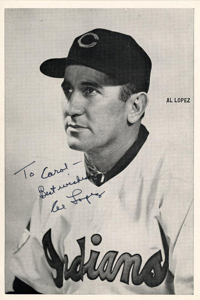 Al Lopez Autographed 6x8.5 Photo Picture Pack Cleveland Indians "To Carol Best Wishes" Beckett BAS #F98296 - RSA