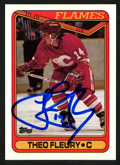 Theoren "Theo" Fleury Autographed 1990-91 Topps Card #386 Calgary Flames SKU #150156 - RSA