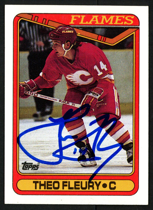 Theoren "Theo" Fleury Autographed 1990-91 Topps Card #386 Calgary Flames SKU #150158 - RSA