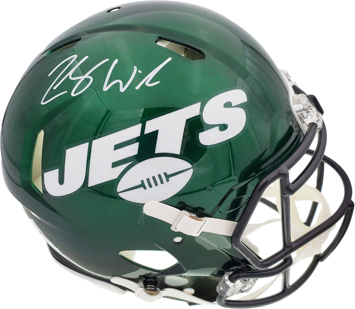 Zach Wilson Autographed New York Jets Green Full Size Authentic Speed Helmet Beckett BAS QR Stock #194727 - RSA