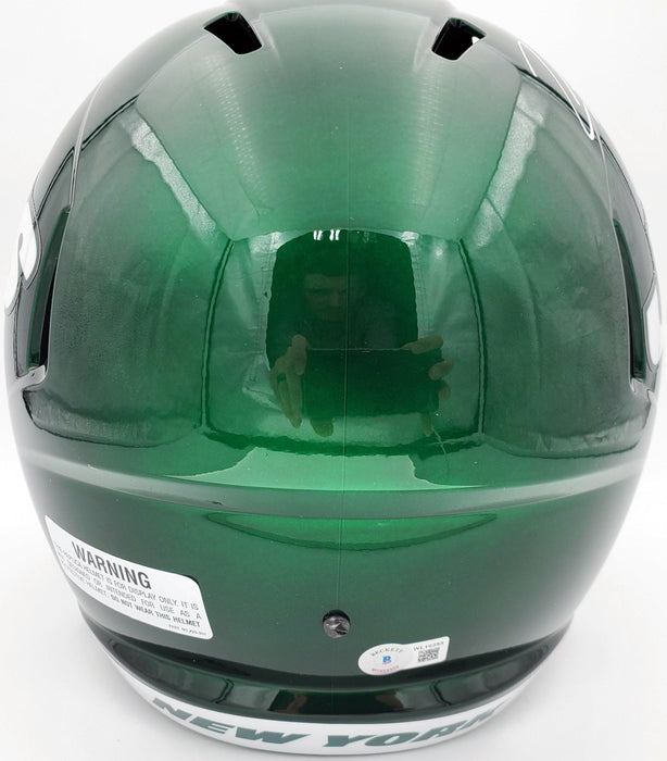 Zach Wilson Autographed New York Jets Green Full Size Replica Speed Helmet Beckett BAS QR Stock #194726 - RSA