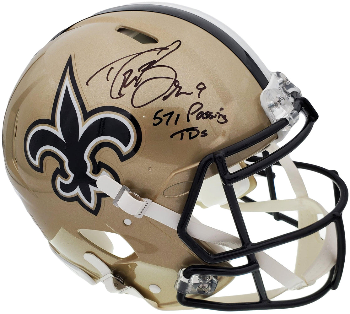 Drew Brees Autographed New Orleans Saints Full Size Authentic Speed Helmet "571 Passing TD's" Beckett BAS Stock #193500 - RSA