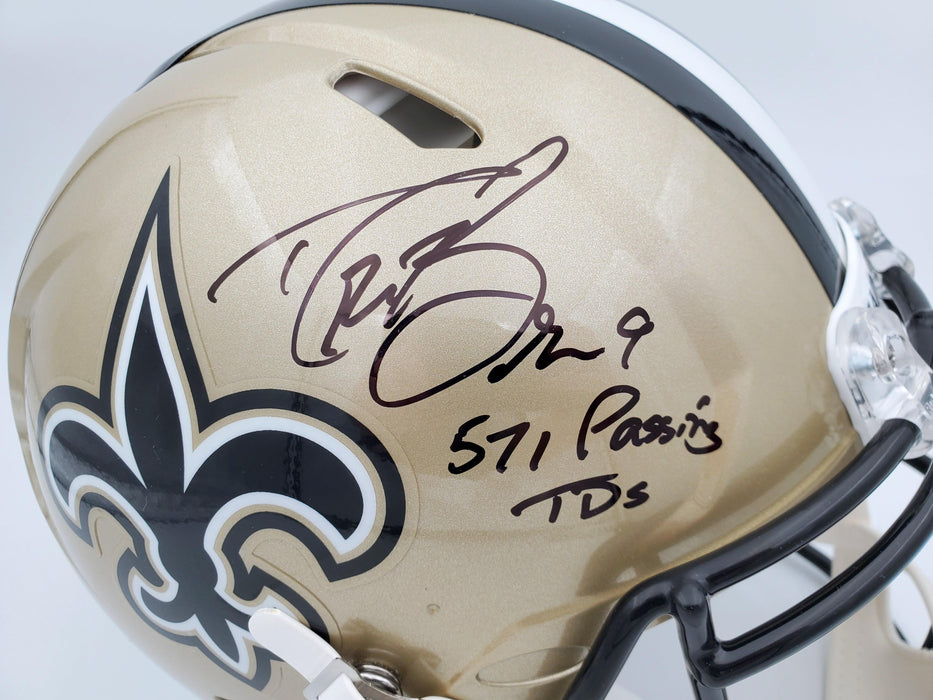 Drew Brees Autographed New Orleans Saints Full Size Authentic Speed Helmet "571 Passing TD's" Beckett BAS Stock #193500 - RSA