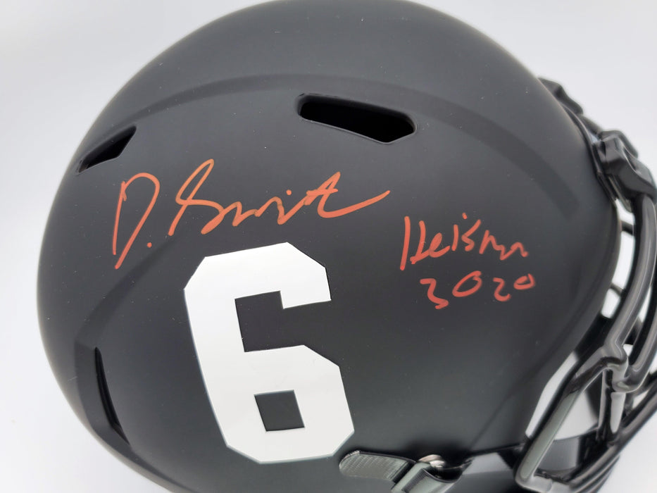 Devonta Smith Autographed Alabama Crimson Tide Eclipse Black Full Size Replica Speed Helmet "Heisman 2020" Beckett BAS Stock #191976 - RSA