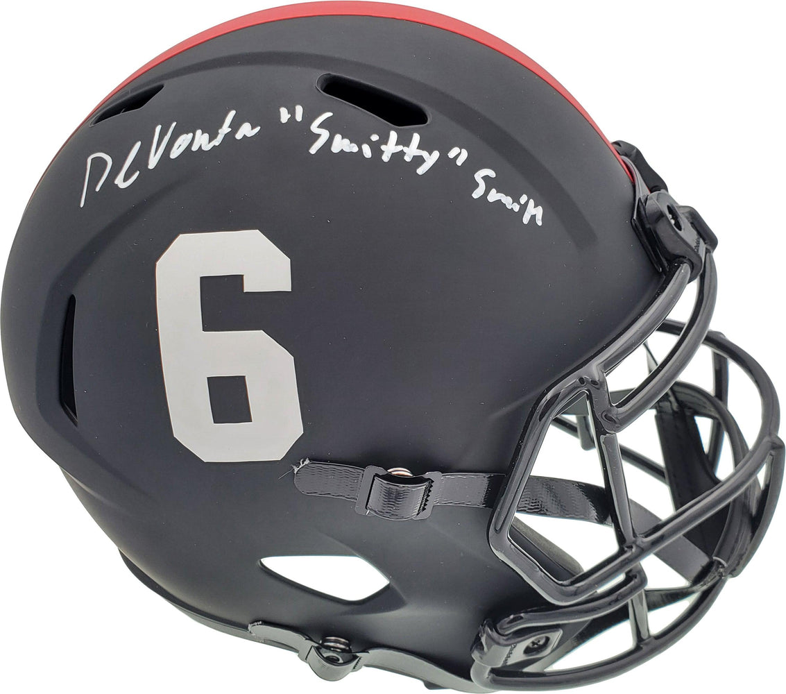 Devonta Smith Autographed Alabama Crimson Tide Eclipse Black Full Size Replica Speed Helmet "Smitty" Beckett BAS Stock #191974 - RSA