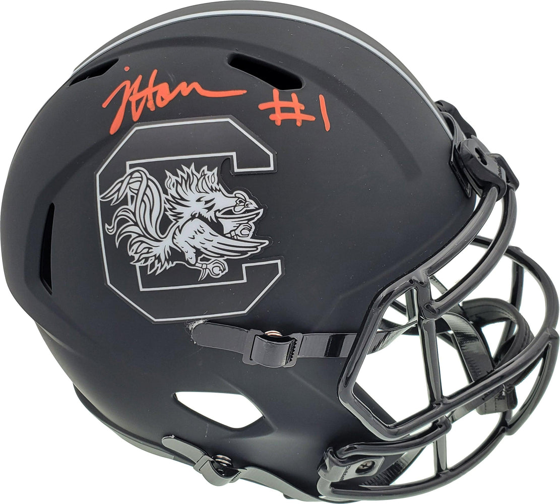 Jaycee Horn Autographed South Carolina Gamecocks Eclipse Black Replica Speed Full Size Helmet On Top Beckett BAS Stock #190013 - RSA
