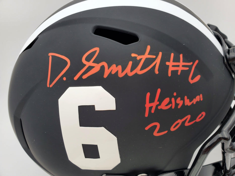 Devonta Smith Autographed Alabama Crimson Tide Eclipse Black Full Size Speed Replica Helmet "Heisman 2020" Beckett BAS Stock #189557 - RSA